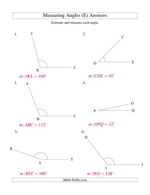 The Measuring Angles Between 5° and 175° (E) Math Worksheet Page 2