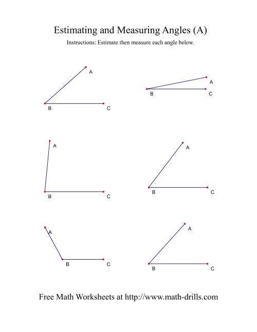 The Measuring Angles Between 5° and 175° (Old) Math Worksheet