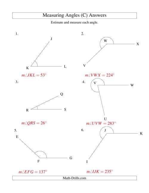 The Measuring Angles Between 5° and 355° (C) Math Worksheet Page 2