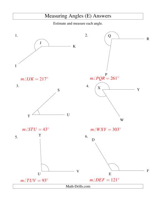 The Measuring Angles Between 5° and 355° (E) Math Worksheet Page 2