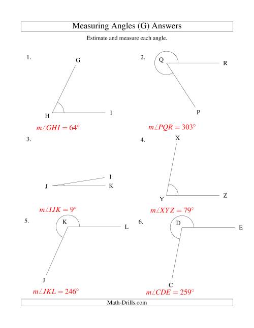 The Measuring Angles Between 5° and 355° (G) Math Worksheet Page 2