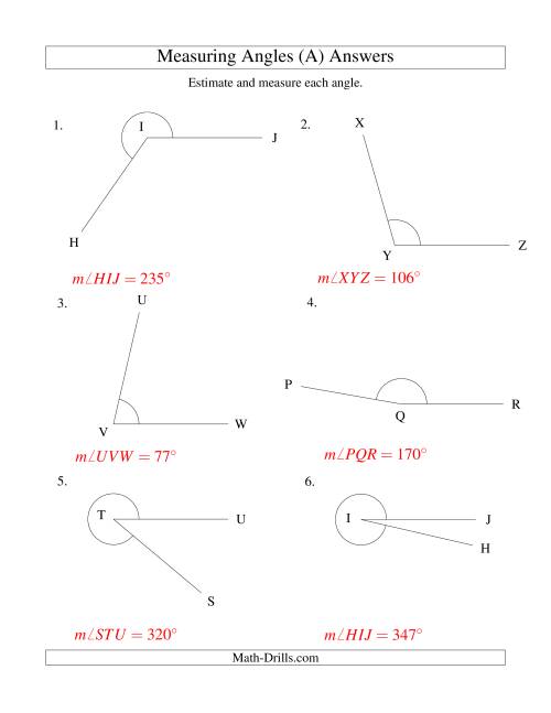 The Measuring Angles Between 5° and 355° (All) Math Worksheet Page 2