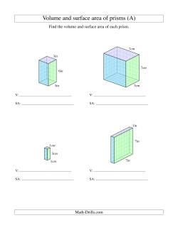 Volume and Surface Area of Rectangular Prisms with Whole Numbers