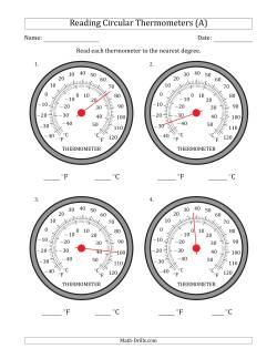 Reading Temperatures from Circular Thermometers (Fahrenheit Dominant)