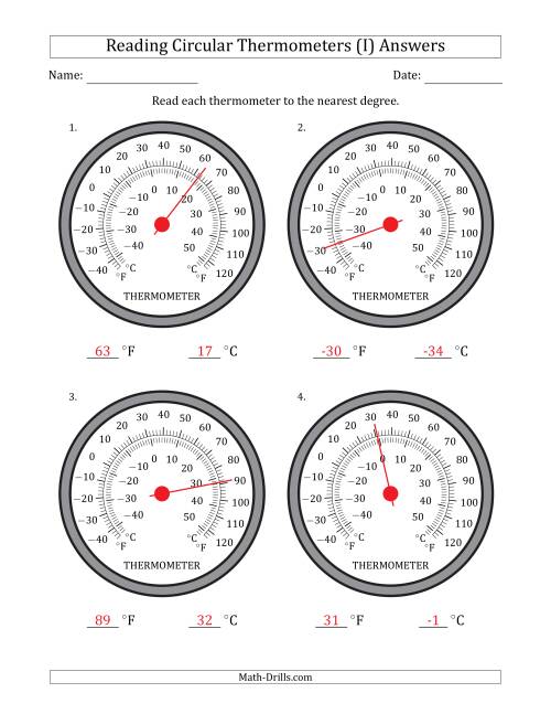 The Reading Temperatures from Circular Thermometers (Fahrenheit Dominant) (I) Math Worksheet Page 2