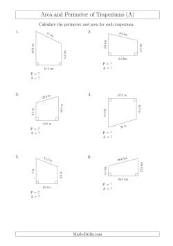 Calculating Area and Perimeter of Right Trapeziums