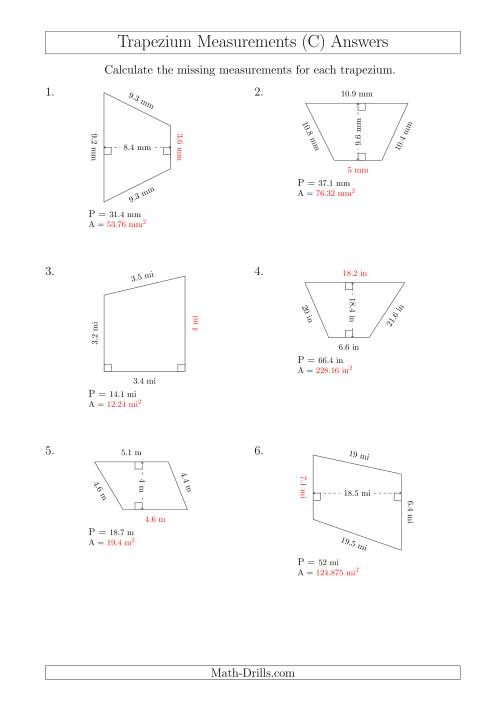 The Calculating Bases and Areas of Trapeziums (C) Math Worksheet Page 2