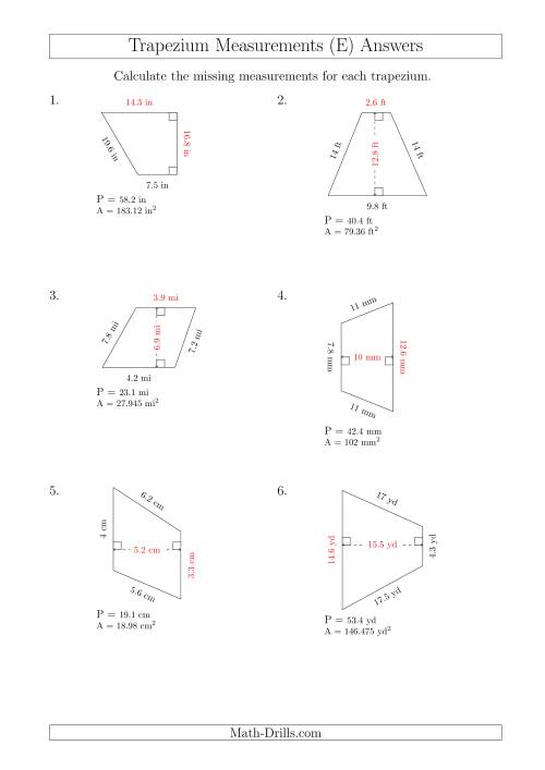 The Calculating Bases and Heights of Trapeziums (E) Math Worksheet Page 2