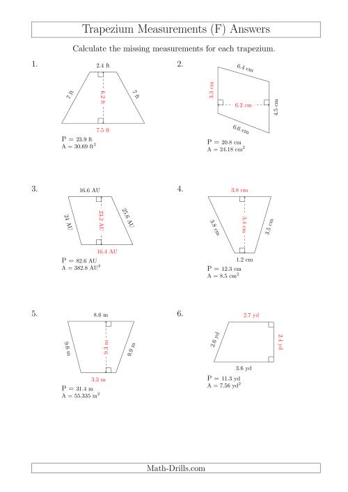The Calculating Bases and Heights of Trapeziums (F) Math Worksheet Page 2