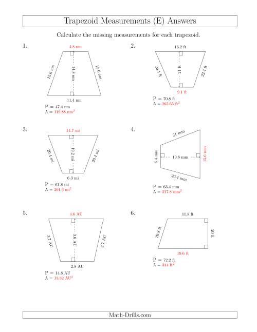 The Calculating Bases and Areas of Trapezoids (E) Math Worksheet Page 2