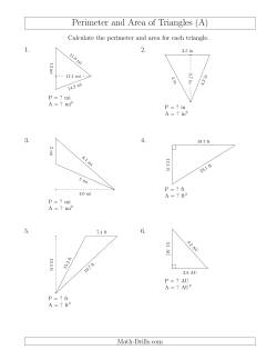 Calculating the Perimeter and Area of Triangles (Rotated Triangles)