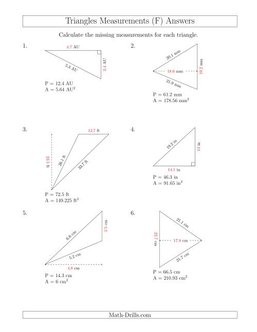 The Calculating the Base and Height of Triangles (F) Math Worksheet Page 2