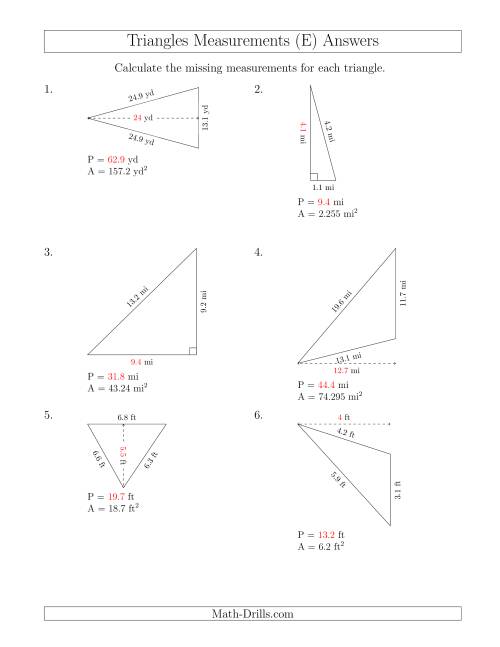 The Calculating the Perimeter and Height of Triangles (E) Math Worksheet Page 2
