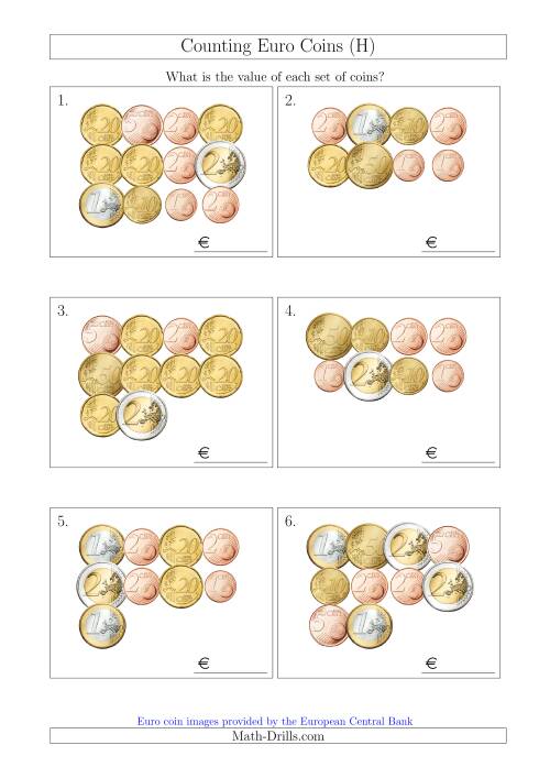 The Counting Euro Coins (H) Math Worksheet