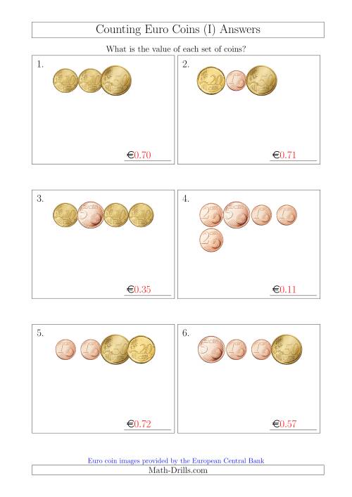 The Counting Small Collections of Euro Coins Without 1 or 2 Euro Coins (I) Math Worksheet Page 2