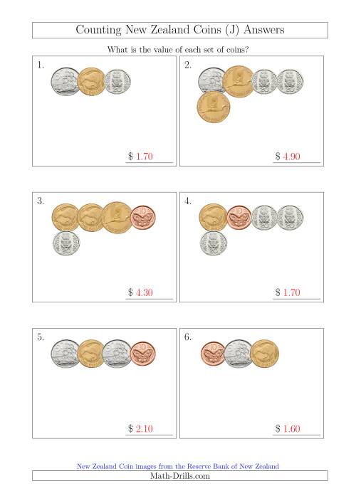 The Counting Small Collections of New Zealand Coins (J) Math Worksheet Page 2