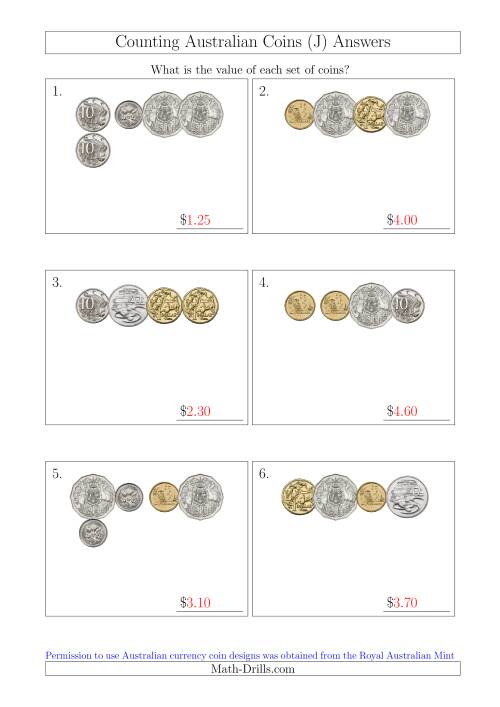 The Counting Small Collections of Australian Coins (J) Math Worksheet Page 2