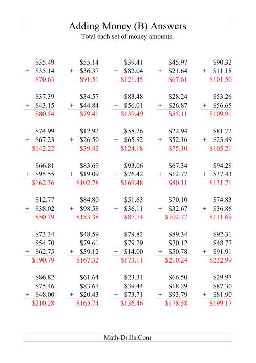 The Adding Australian Dollars (Max. Addend $100) (B) Math Worksheet Page 2