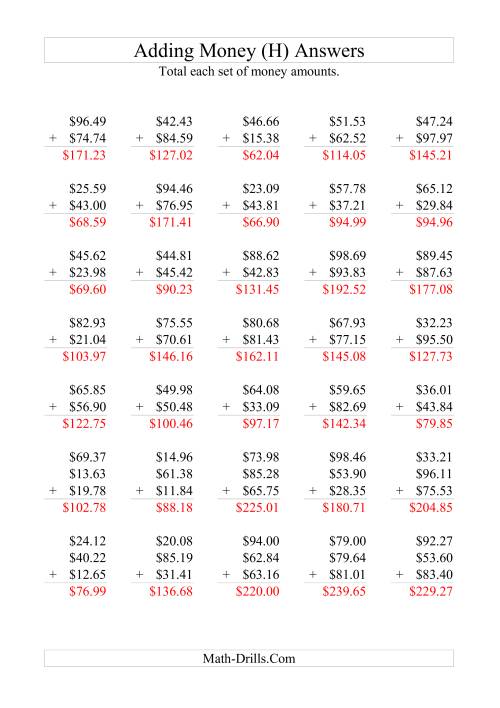 The Adding Australian Dollars (Max. Addend $100) (H) Math Worksheet Page 2