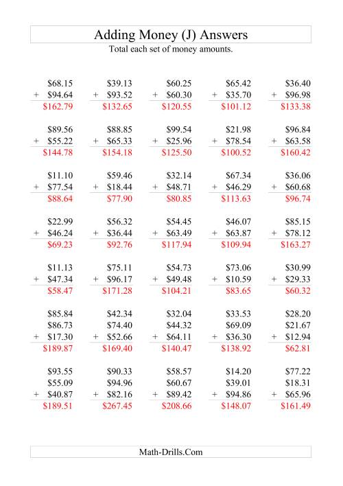 The Adding Australian Dollars (Max. Addend $100) (J) Math Worksheet Page 2
