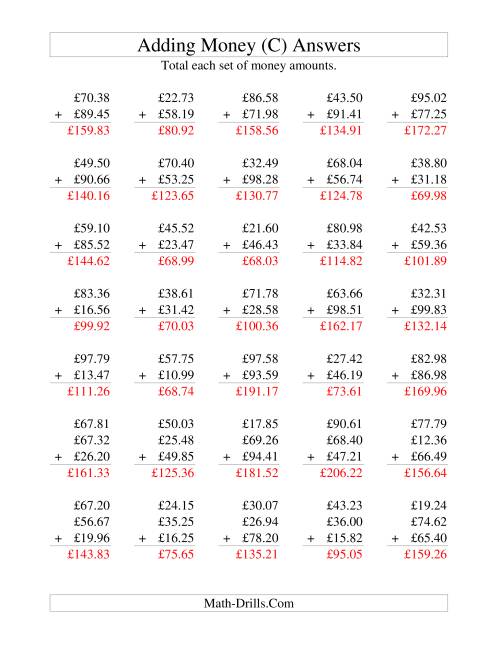 The Adding British Money to £100 (C) Math Worksheet Page 2