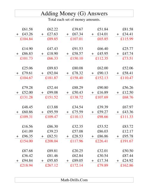 The Adding British Money to £100 (G) Math Worksheet Page 2