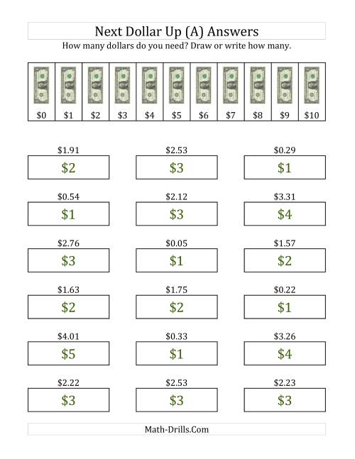 The Next Dollar Up Strategy with Amounts to $5 (Old) Math Worksheet Page 2