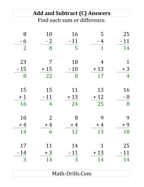 The Adding and Subtracting with Facts From 1 to 15 (C) Math Worksheet Page 2