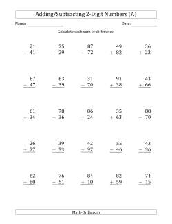 300 Printed Double Digit Addition and Subtraction Worksheets First Grade Math P 