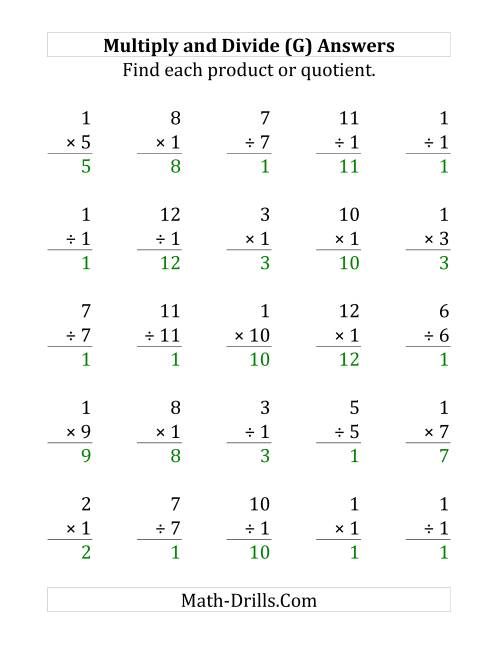 The Multiplying and Dividing by 1 (G) Math Worksheet Page 2