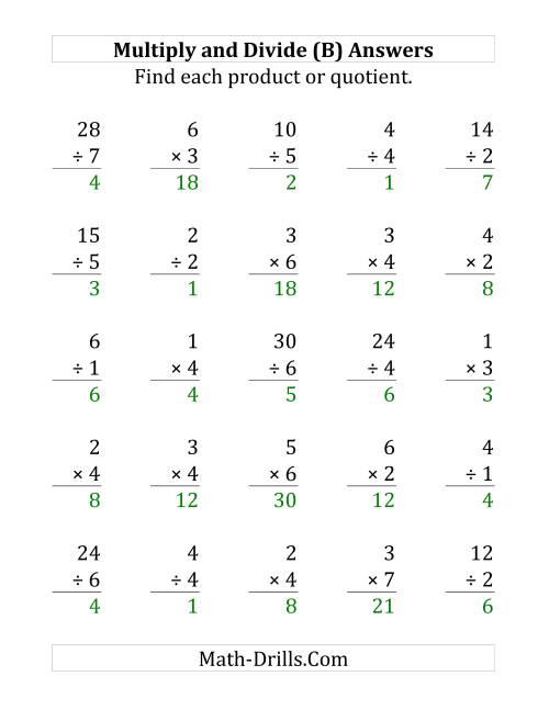 The Multiplying and Dividing with Facts From 1 to 7 (B) Math Worksheet Page 2