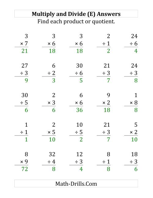 The Multiplying and Dividing with Facts From 1 to 9 (E) Math Worksheet Page 2