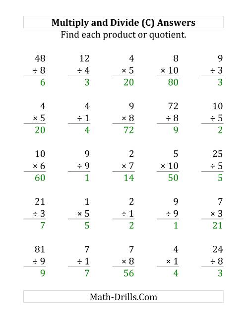 The Multiplying and Dividing with Facts From 1 to 10 (C) Math Worksheet Page 2