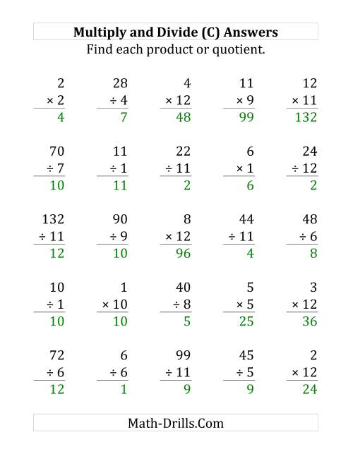 The Multiplying and Dividing with Facts From 1 to 12 (C) Math Worksheet Page 2