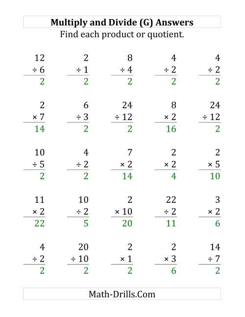 The Multiplying and Dividing by 2 (G) Math Worksheet Page 2