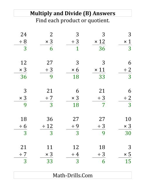 The Multiplying and Dividing by 3 (B) Math Worksheet Page 2