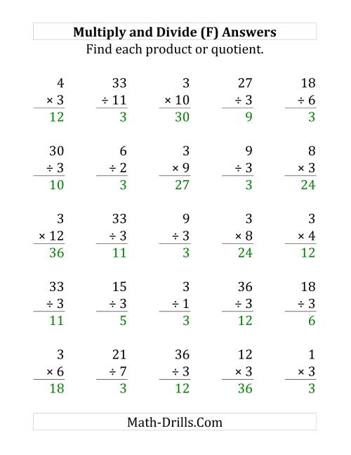 The Multiplying and Dividing by 3 (F) Math Worksheet Page 2