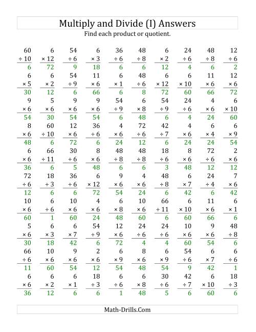 The Multiplying and Dividing by 6 (I) Math Worksheet Page 2