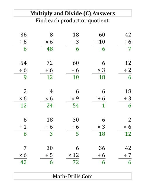 The Multiplying and Dividing by 6 (C) Math Worksheet Page 2