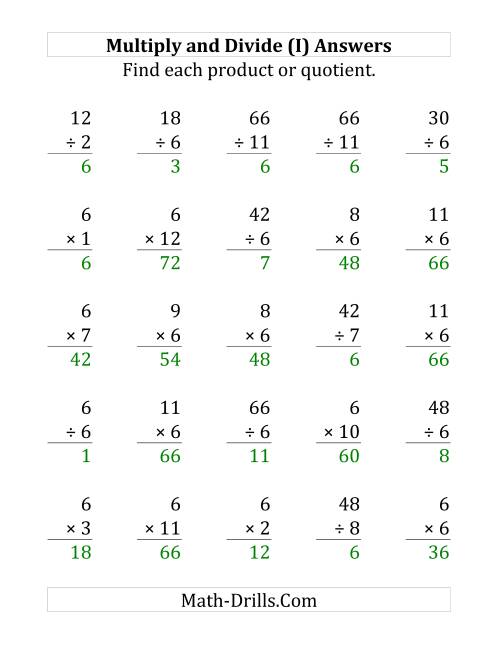 The Multiplying and Dividing by 6 (I) Math Worksheet Page 2