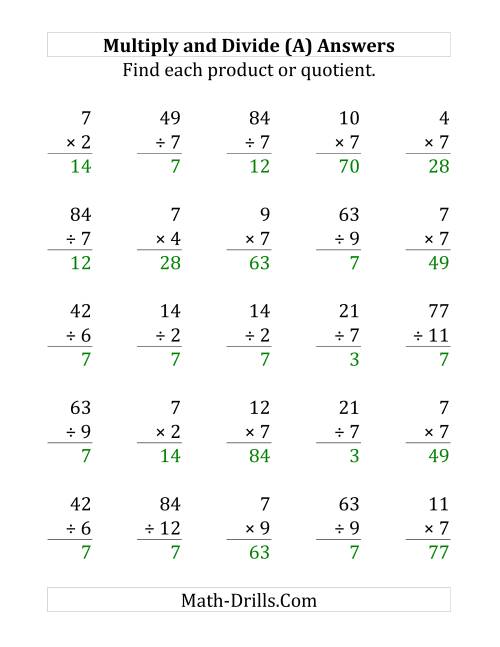 The Multiplying and Dividing by 7 (Large Print) Math Worksheet Page 2
