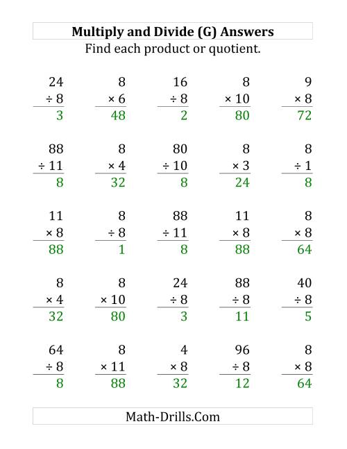 The Multiplying and Dividing by 8 (G) Math Worksheet Page 2