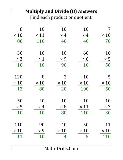 The Multiplying and Dividing by 10 (B) Math Worksheet Page 2