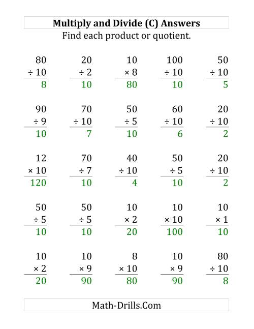 The Multiplying and Dividing by 10 (C) Math Worksheet Page 2
