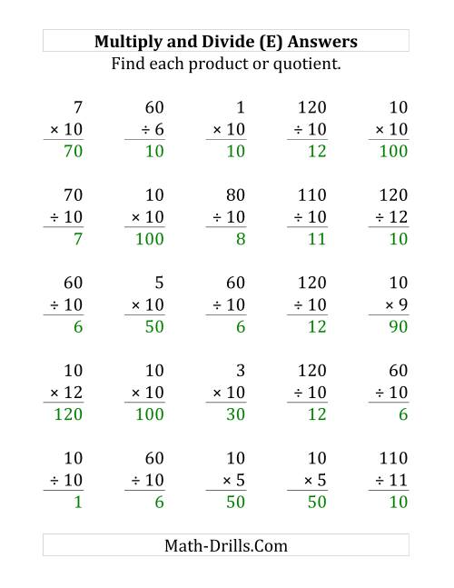 The Multiplying and Dividing by 10 (E) Math Worksheet Page 2
