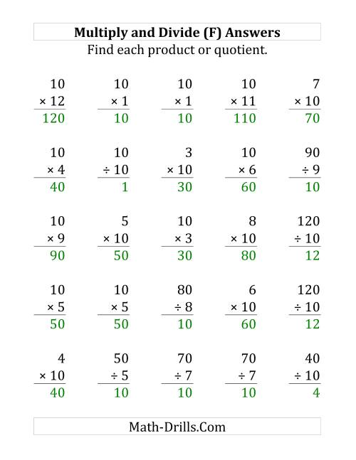 The Multiplying and Dividing by 10 (F) Math Worksheet Page 2