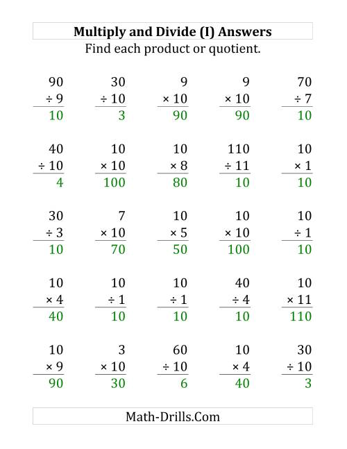 The Multiplying and Dividing by 10 (I) Math Worksheet Page 2