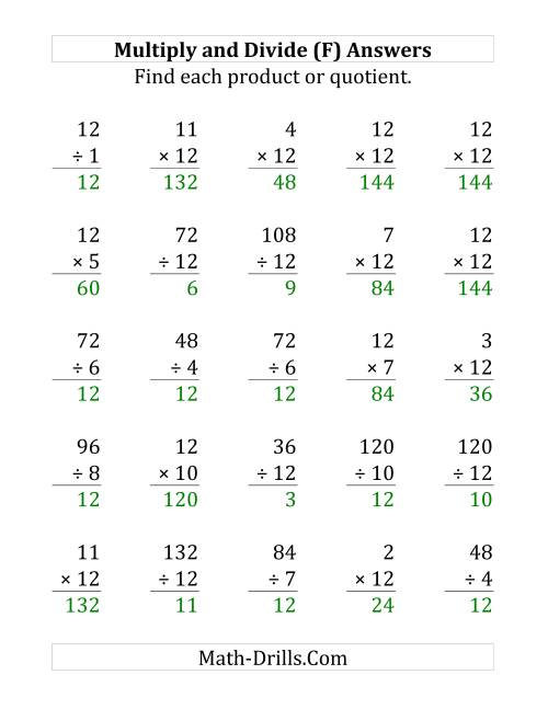 The Multiplying and Dividing by 12 (F) Math Worksheet Page 2