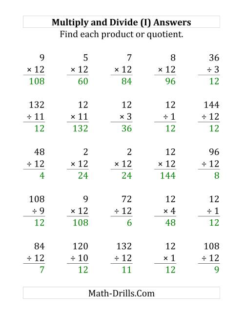 The Multiplying and Dividing by 12 (I) Math Worksheet Page 2