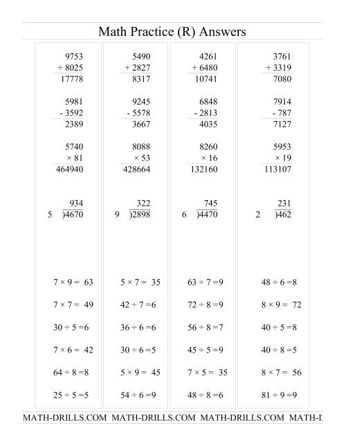 The All Operations with Long and Short Questions (R) Math Worksheet Page 2